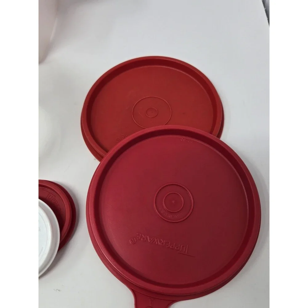 VINTAGE TUPPERWARE MISC LOT OF 34 RED CHRISTMAS FESTIVE FOOD STORAGE CONTAINERS